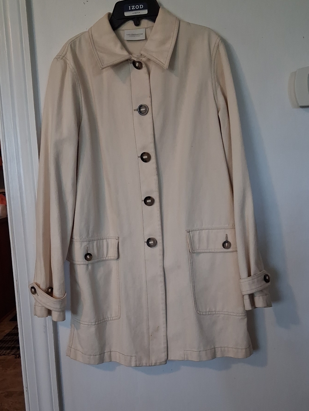 Liz Claiborne Cream Button-Front Trench Coat